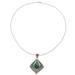 Green Kite,'Natural Malachite and Sterling Silver Pendant Necklace'