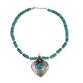 Heartfelt Bloom,'Citrine and Composite Turquoise Heart Pendant Necklace'