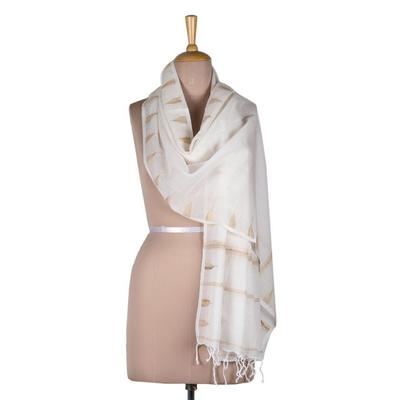 Sandy Pyramids,'Hand Woven Cotton Muslin and Silk Shawl'