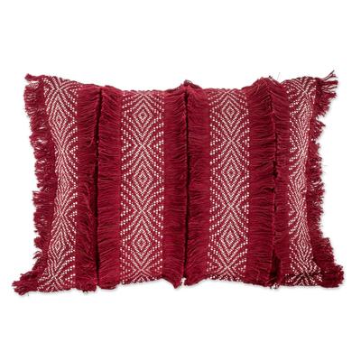 Diamond Texture in Chili,'Chili and Eggshell Textured Cotton Cushion Cover'