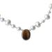 Honey in the Clouds,'White Cultured Pearl and Tiger's Eye Necklace from Brazil'