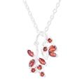 Butterfly Dazzle in Red,'Garnet Sterling Silver Butterfly Flowers Pendant Necklace'