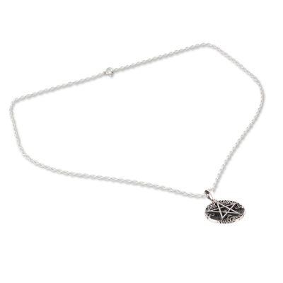 Star Fascination,'Sterling Silver Star Pendant Necklace Crafted in India'