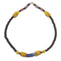 Faithfully,'Sese Wood and Recycled Glass Bead Unisex Necklace'