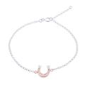 Horseshoe Gleam,'Rose Gold Accented Sterling Silver Horseshoe Bracelet'