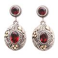Historical Beauty,'Antique Style Garnet and Sterling Silver Earrings from Bali'