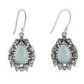 'Seven-Carat Blue Topaz and Chalcedony Dangle Earrings'