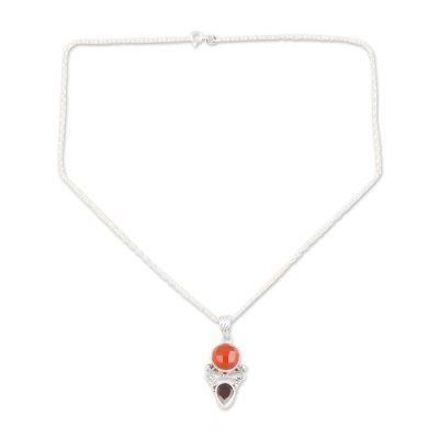 Eternal Sun,'Indian Carnelian and Garnet Pendant Necklace'