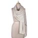 Alabaster Allure,'Soft Indian Cashmere Wool Woven Ivory Shawl'