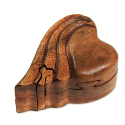 Wood puzzle box, 'Flying Heart'