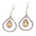 Clear Eyes in Sunrise,'Gold-Accented Citrine Dangle Earrings'