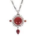 Carnelian pendant necklace, 'Radiant Sun'