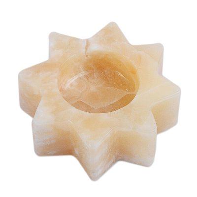 Citlalli,'Pineapple Onyx Star Tealight Candleholder from Mexico'