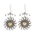 Floral Games,'Sterling Silver and Citrine Dangle Earrings'