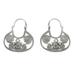 Floral Mazahua,'Artisan Crafted Sterling Silver Hoop Earrings from Mexico'