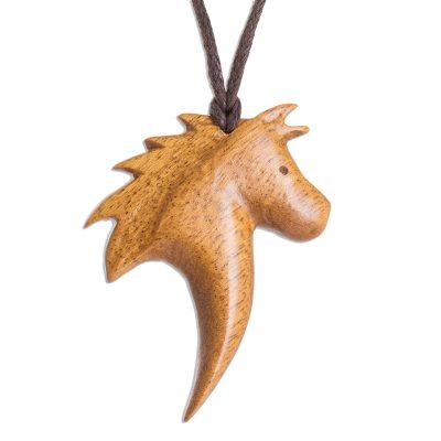 Quina Horse,'Quina Wood Infinity Pendant Necklace from Costa Rica'