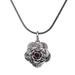 'Holy Lotus' - Floral Sterling Silver and Garnet Pendant Necklace