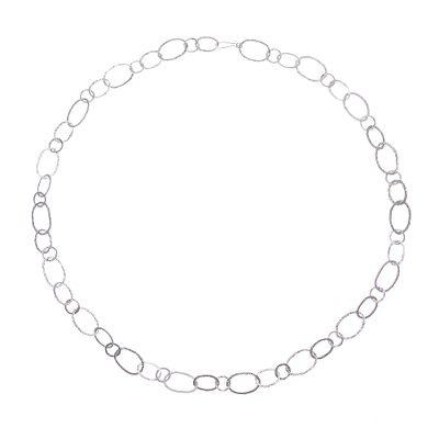 Lanna Links,'Extra Long 950 Silver Hammered Link Necklace'