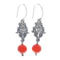 'Hand-Knotted Polyester Cord and Chalcedony Dangle Earrings'