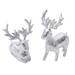 Silver Reindeer,'Pair of Holiday Reindeer Wood Figurines Handcrafted in Bali'