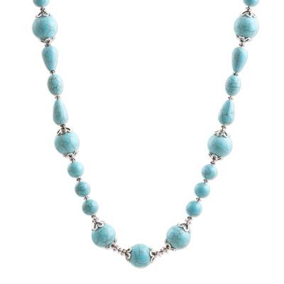 Sky Chill,'Hand Crafted Calcite Beaded Necklace from India'