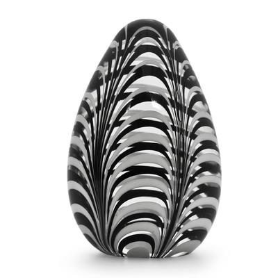 Oval Phoenicia,'Murano Inspired Black/White Hand Blown Glass Paperweight'