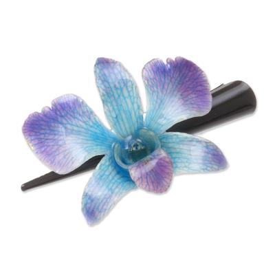 Blue-Violet Orchid Love,'Natural Blue-Violet Thai Orchid Hair Clip'