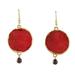 Red Rose of Autumn,'Garnet and Gold Plated Natural Rose Petal Dangle Earrings'