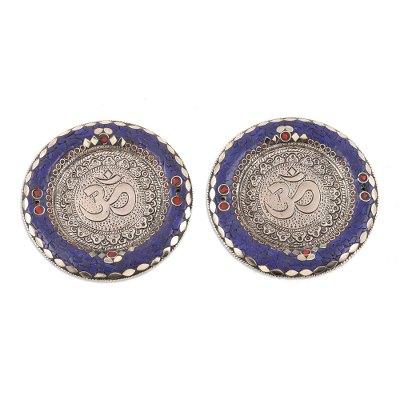 Rewari Om,'Artisan Crafted Aluminum incense Holders (Pair)'