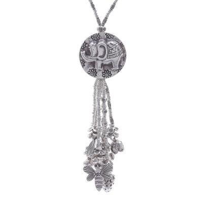 Elephant Charm,'950 Silver Elephant Charm Pendant Necklace'