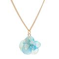 'Gold-Plated Blue Hydrangea Petal Pendant Necklace'