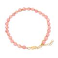 Pink and Gold,'Pink Quartz Bracelet with Gold Plated Clasp'