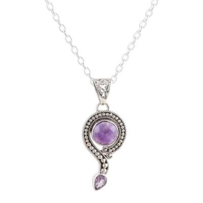 Graceful Query,'Hand Crafted Sterling SIlver and Amethyst Necklace'