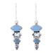 Falling Stars,'Blue Topaz and Chalcedony Sterling Silver Dangle Earrings'