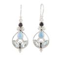 'Multi-Gemstone Sterling Silver Dangle Earrings from India'