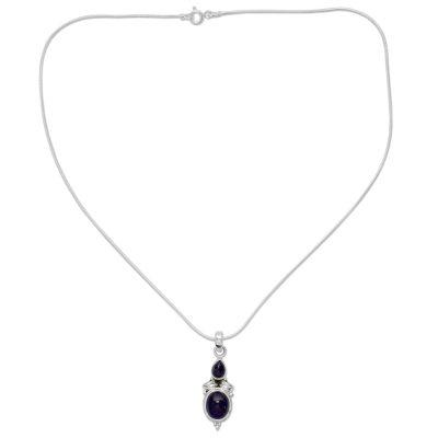 Amethyst pendant necklace, 'Mumbai Lilac'