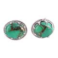 Morning in Green,'Green Composite Turquoise Stud Earrings in Sterling Silver'