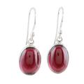 Oval Embers,'Garnet Cabochon Dangle Earrings'