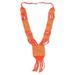 Yeyra,'Ghanaian Red and Gold Recycled Glass Beaded Pendant Necklace'