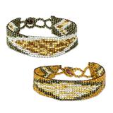 Banner in Gold,'Hand Beaded Gold Toned Friendship Bracelets (Pair)'