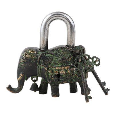 Her Majesty,'Brass Elephant Padlock with Keys'