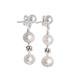 Pearly Richness,'Sterling Silver Beaded Dangle Earrings with Cream Pearls'