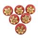 Golden Flower,'Set of 6 Red and Gold Wood Cabinet Knobs/Drawer Pulls'
