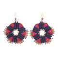 'Round Colorful Hand-Knotted Dangle Earrings from Thailand'