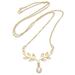 '18k Gold-Plated Pendant Necklace with Olive Leaves and Pearl'