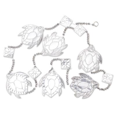Wise Shells,'Handcrafted Aluminum Garland with Emb...