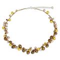 Pearl strand necklace, 'River of Gold' - Handmade Pearl Necklace