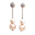 Rosy Lanterns,'Rose Gold-Plated Cultured Pearl Dangle Earrings'