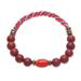 'Multi-Gemstone Beaded Stretch Bracelet in Red and Grey Hues'