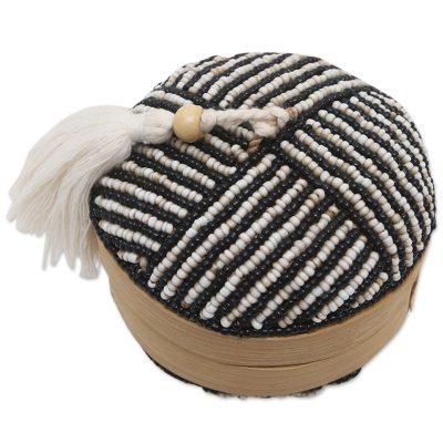 Pinstripe Pleasure,'Decorative Beaded Bamboo Box from Bali'